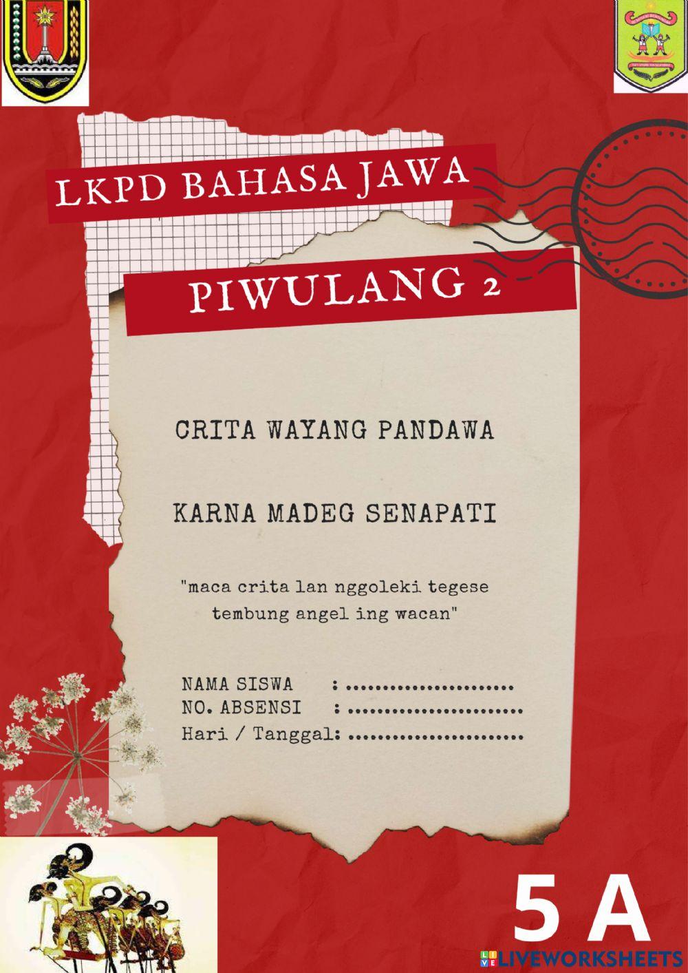 LKPD Bahasa Jawa  Kelas 5 Piwulang2