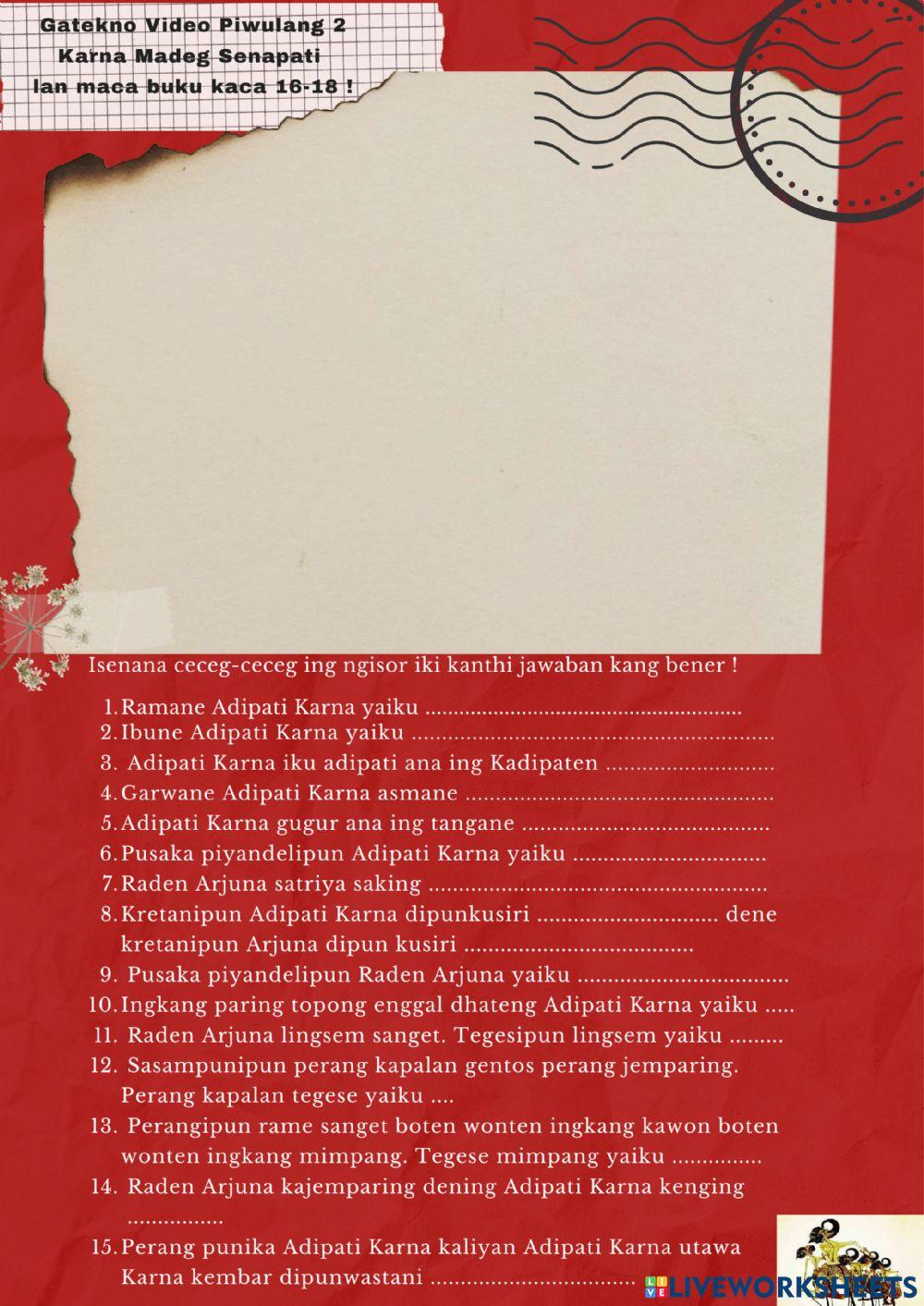 LKPD Bahasa Jawa  Kelas 5 Piwulang2