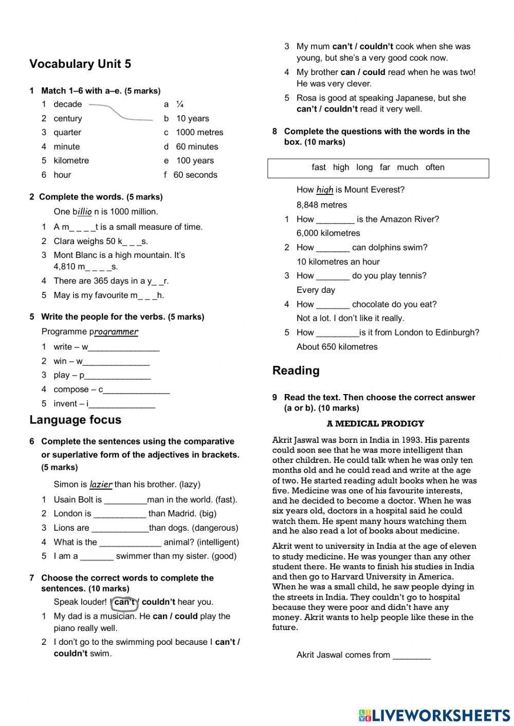 unit5 Vocabulary English Plus