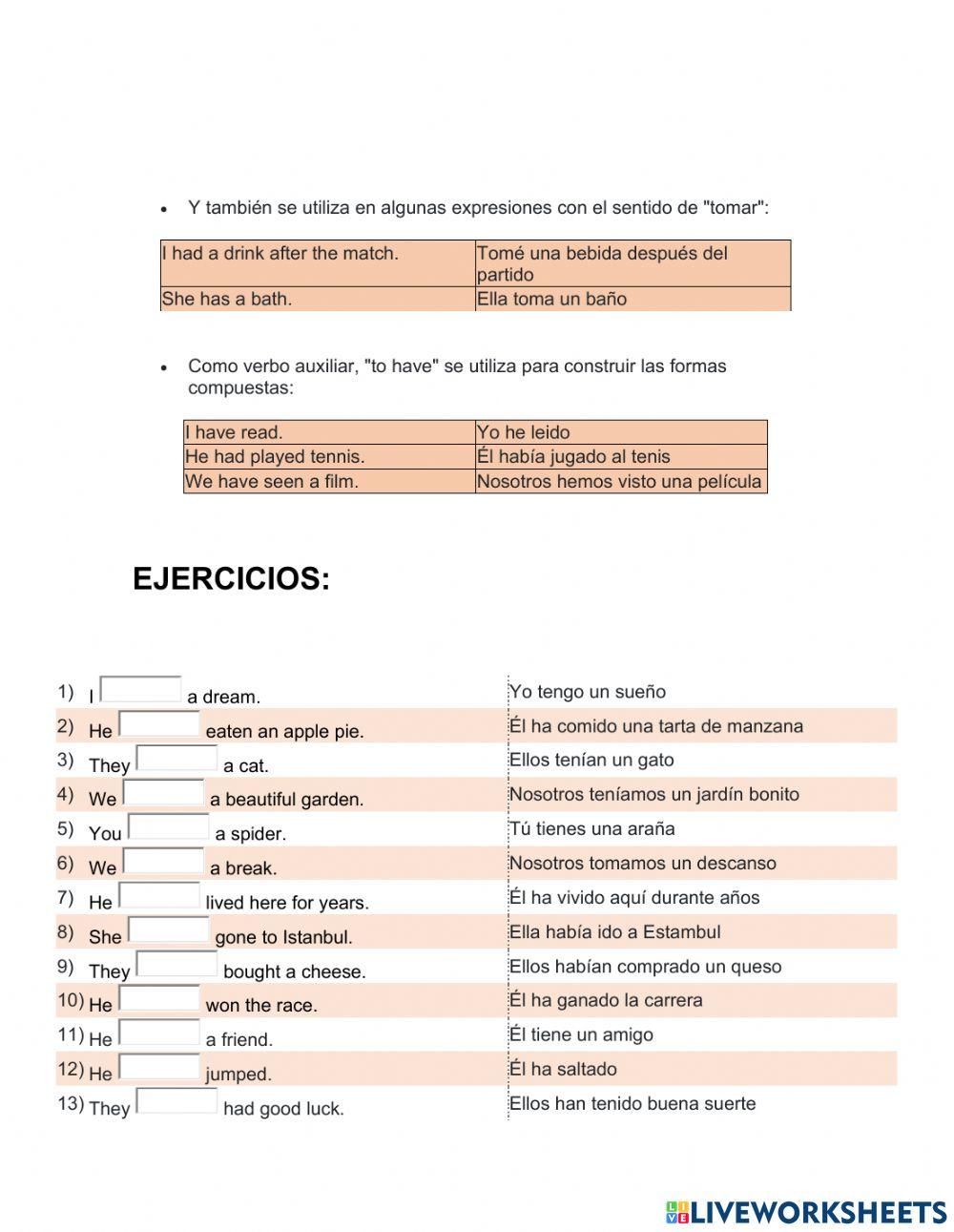 Verbo to have - exercises