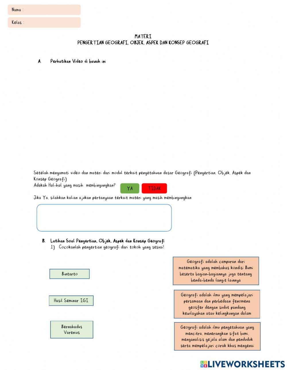 Pengertian, Objek, Aspek dan Konsep Geografi