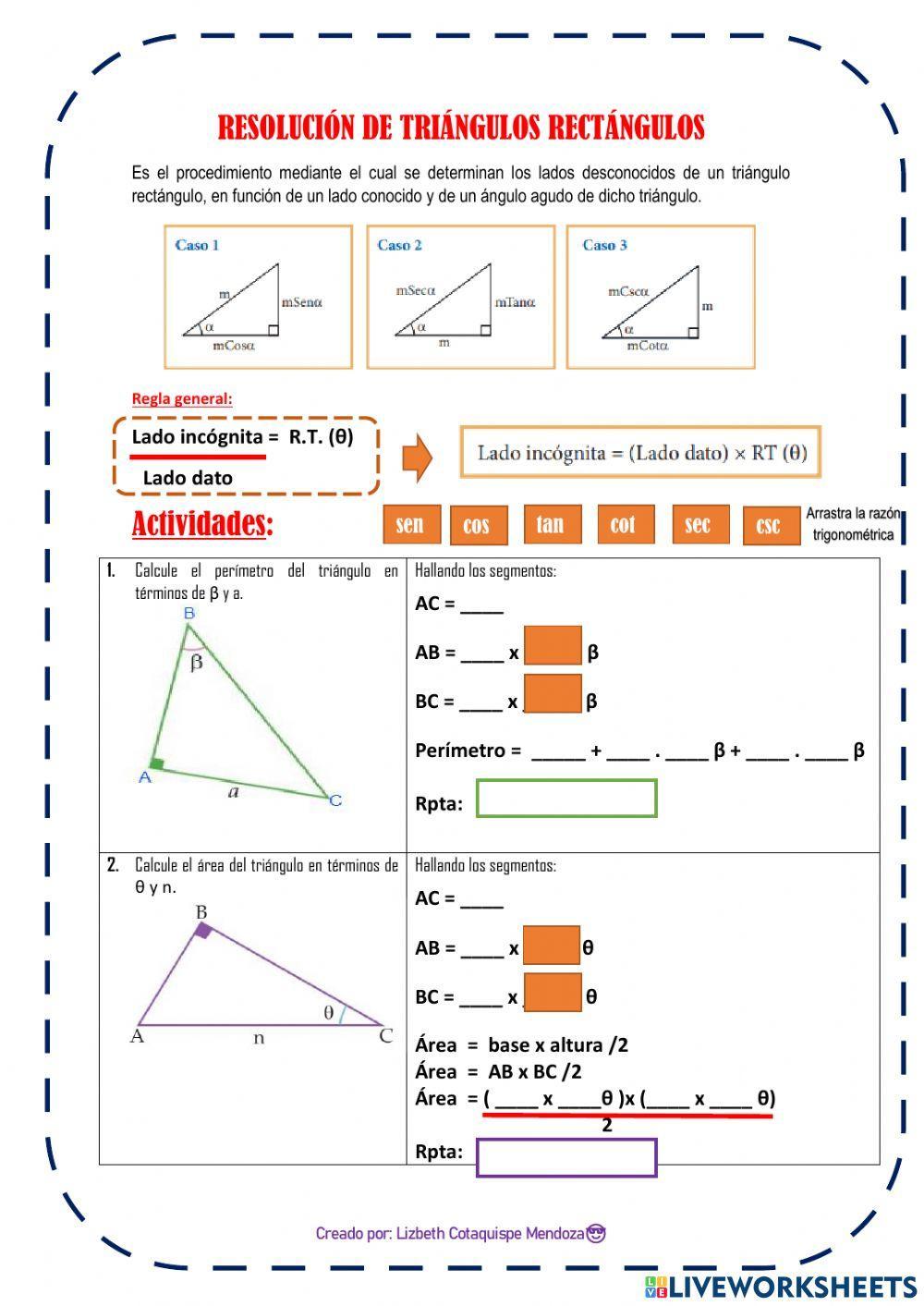 Resolución de triángulos rectángulos