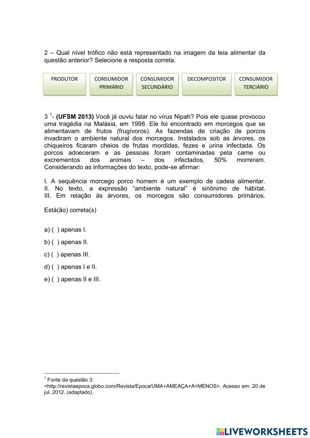 Cadeia e teia alimentar