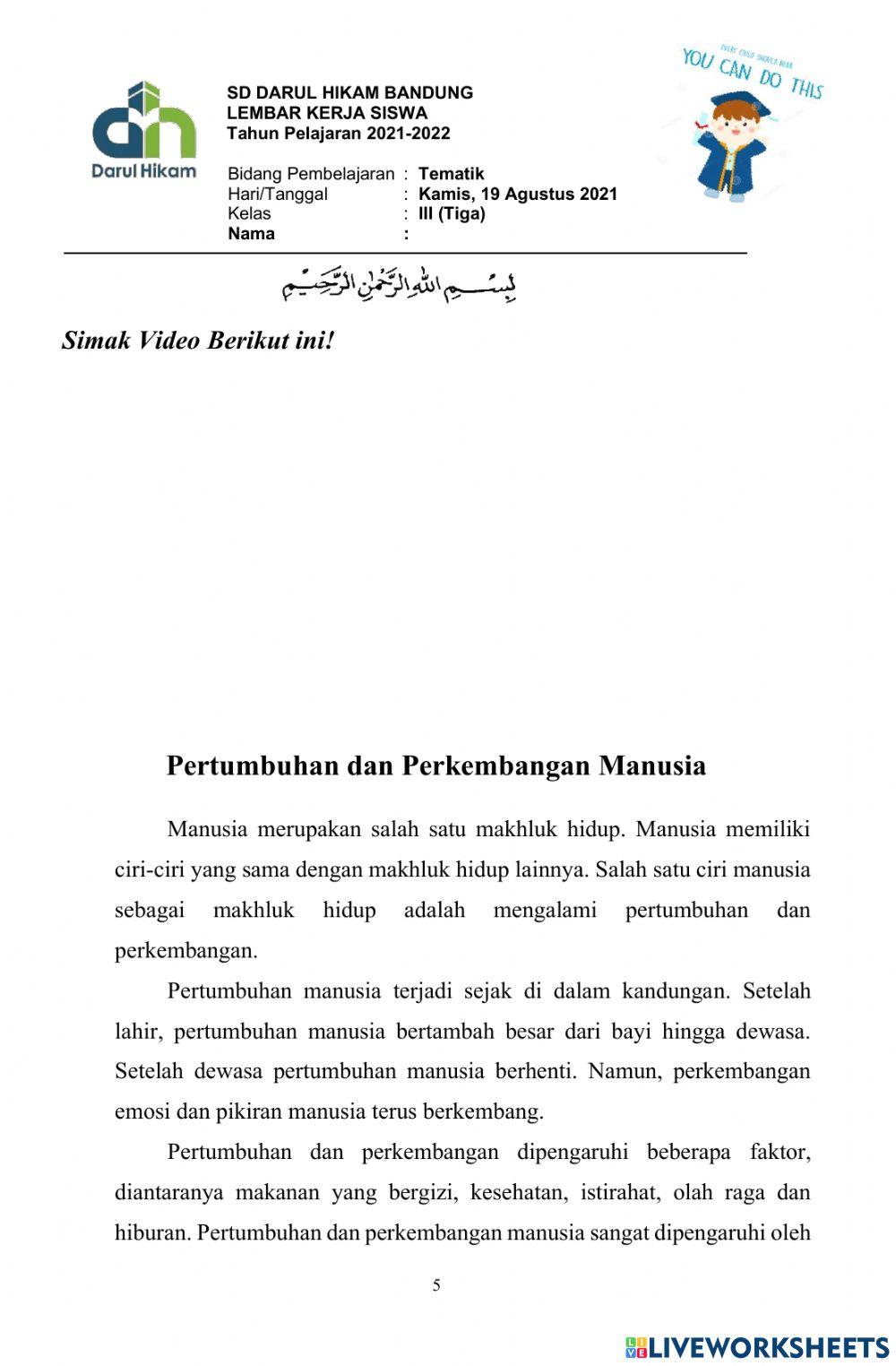 Pertumbuhan & Perkembangan Manusia