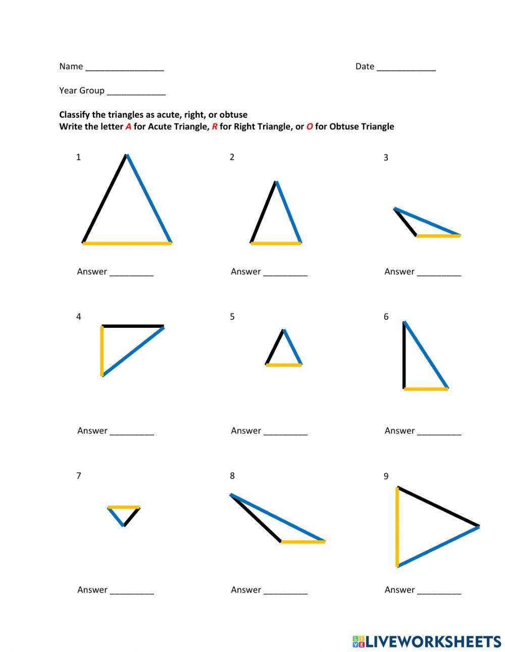 Classify Triangles by their Angles
