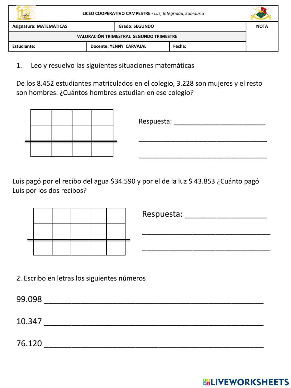 Numeros de 4 y 5 cifras