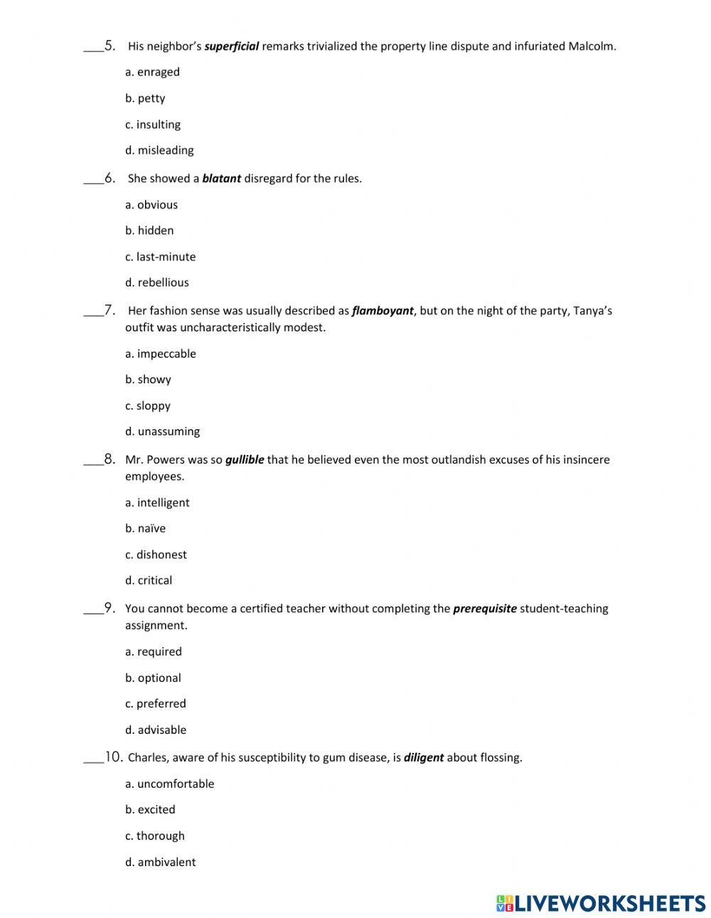 9-Literature Vocabulary (1-15)