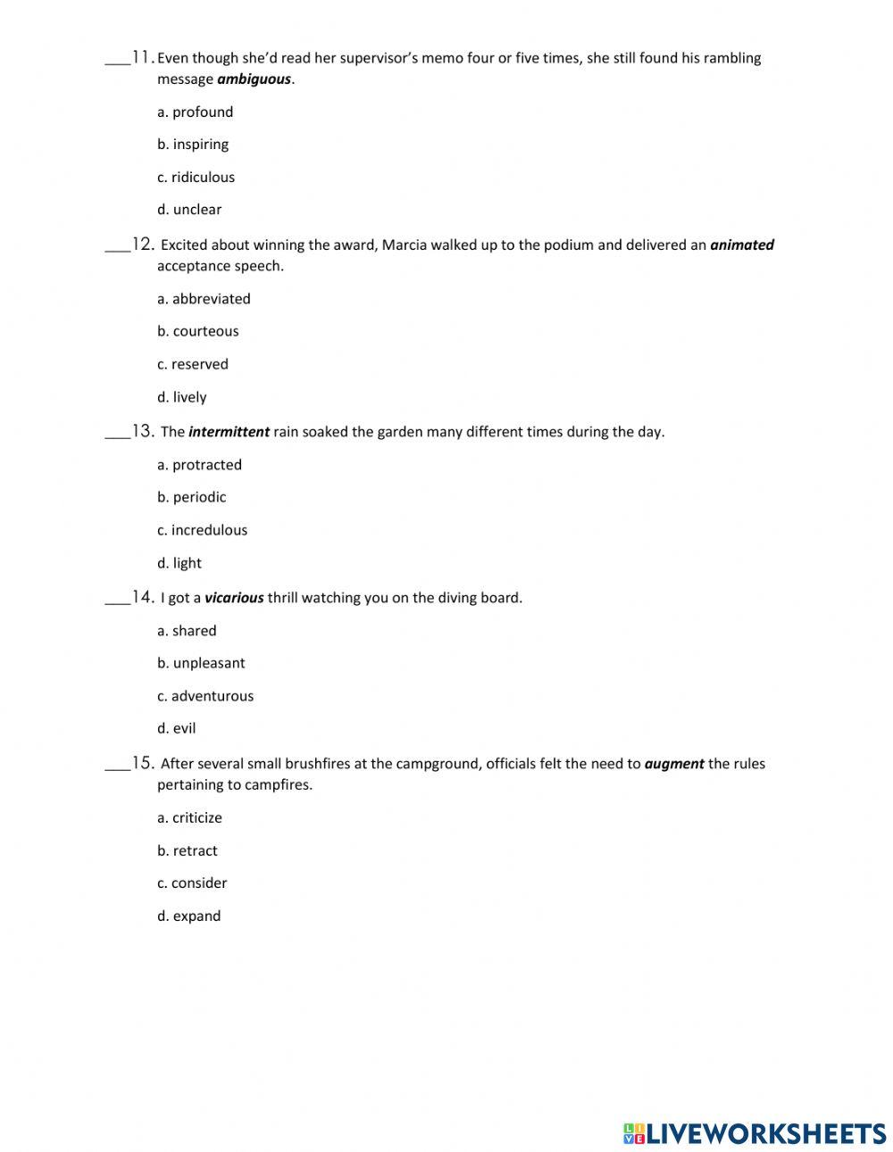 9-Literature Vocabulary (1-15)
