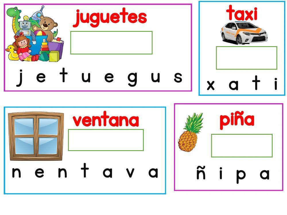 Ordenar letras para formar las palabras.......