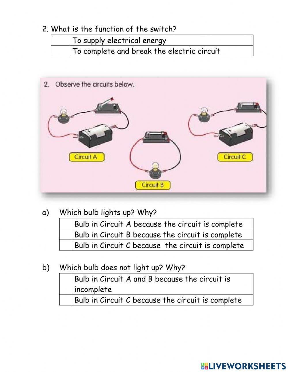 Electric Circuit 1282833 | punytha | Live Worksheets