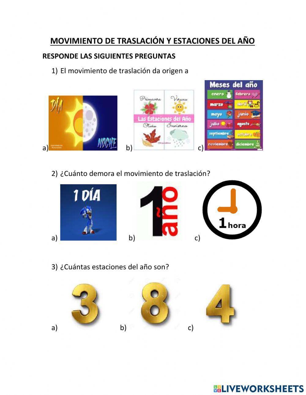 Movimiento de traslación y estaciones del año