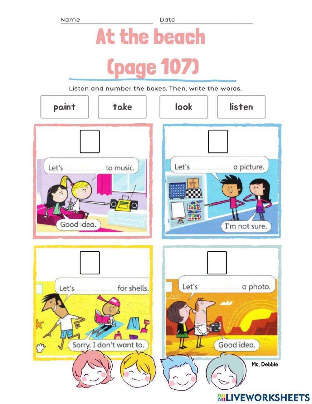 At the beach page 108