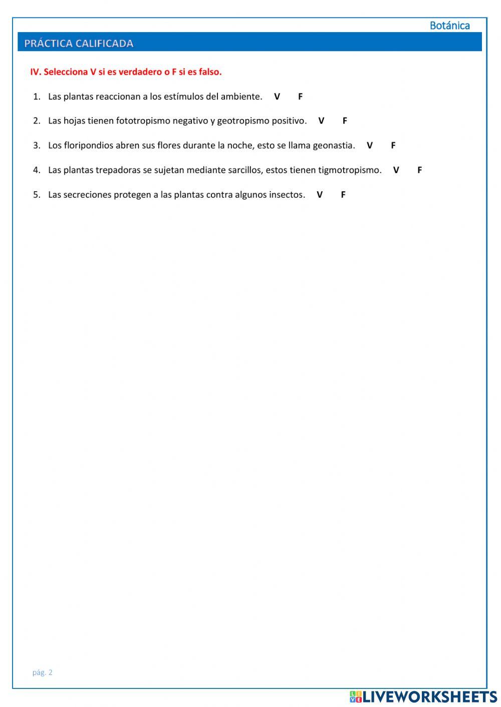 Función de relación de las plantas