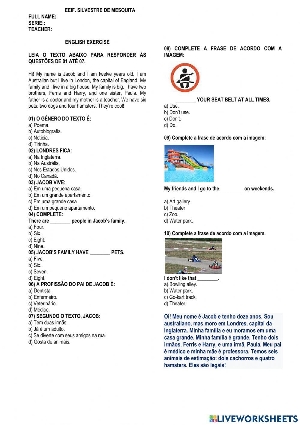 Interpretação de texto de inglês