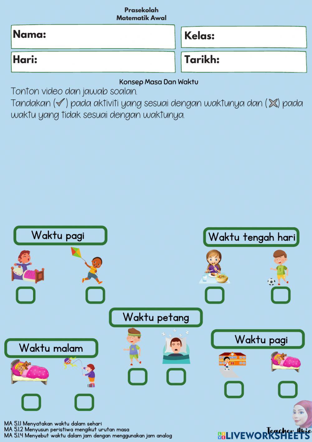 Konsep masa dan waktu prasekolah