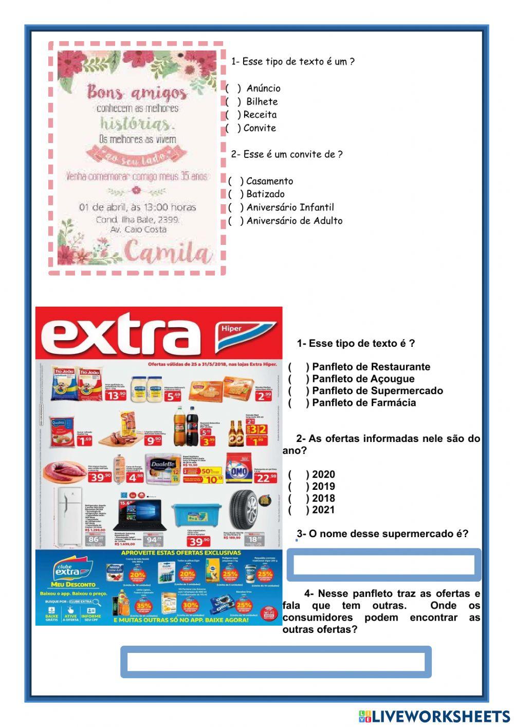 Interpretação de diferentes textos