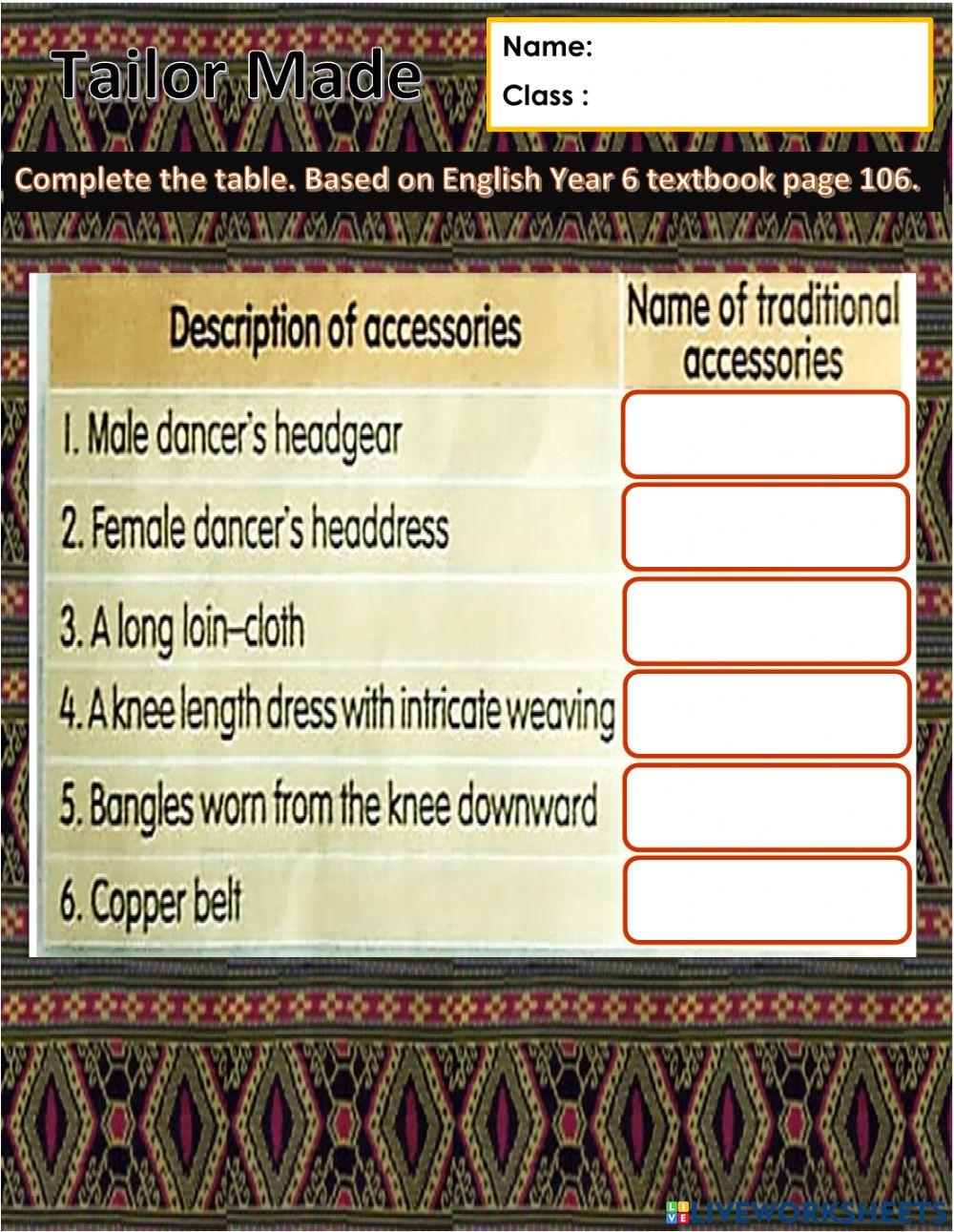 Year 6 Unit 11 Tailor Made