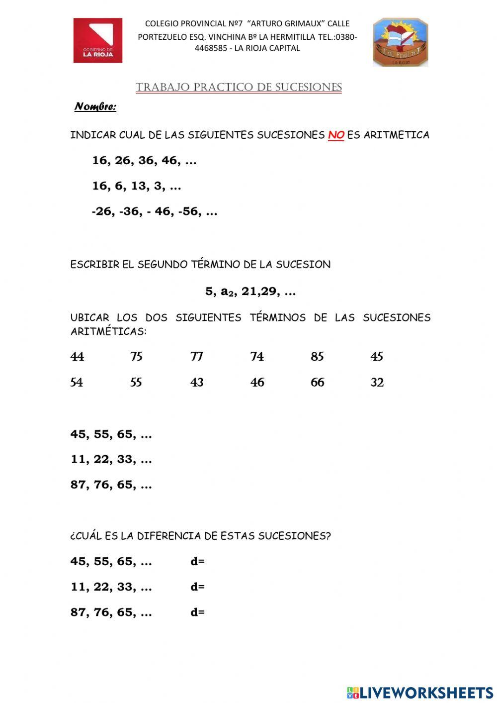 Sucesiones aritmeticas