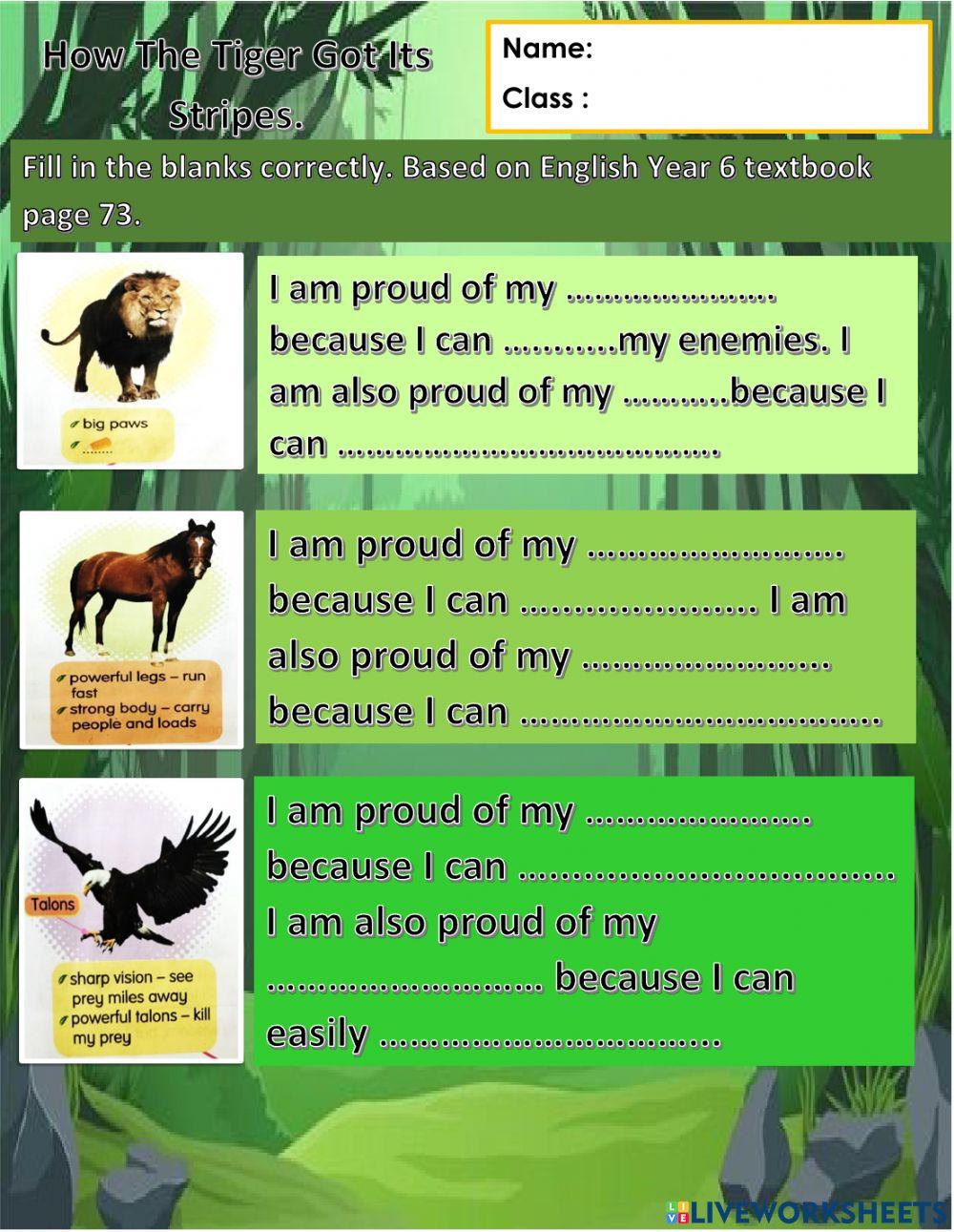 Year 6 Unit 8 How The Tiger Got Its Stripes