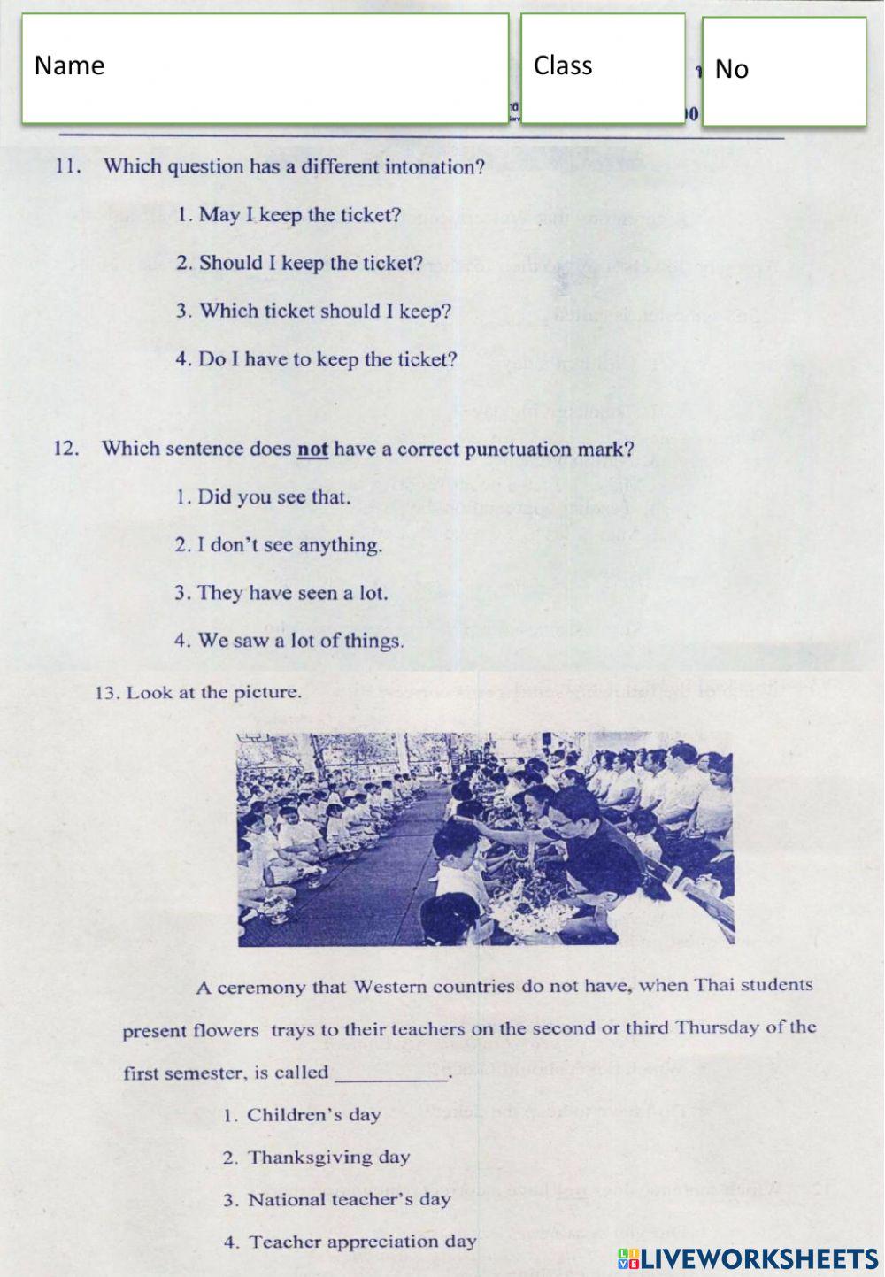 Onet Exam P. 6 Item 11 to 20