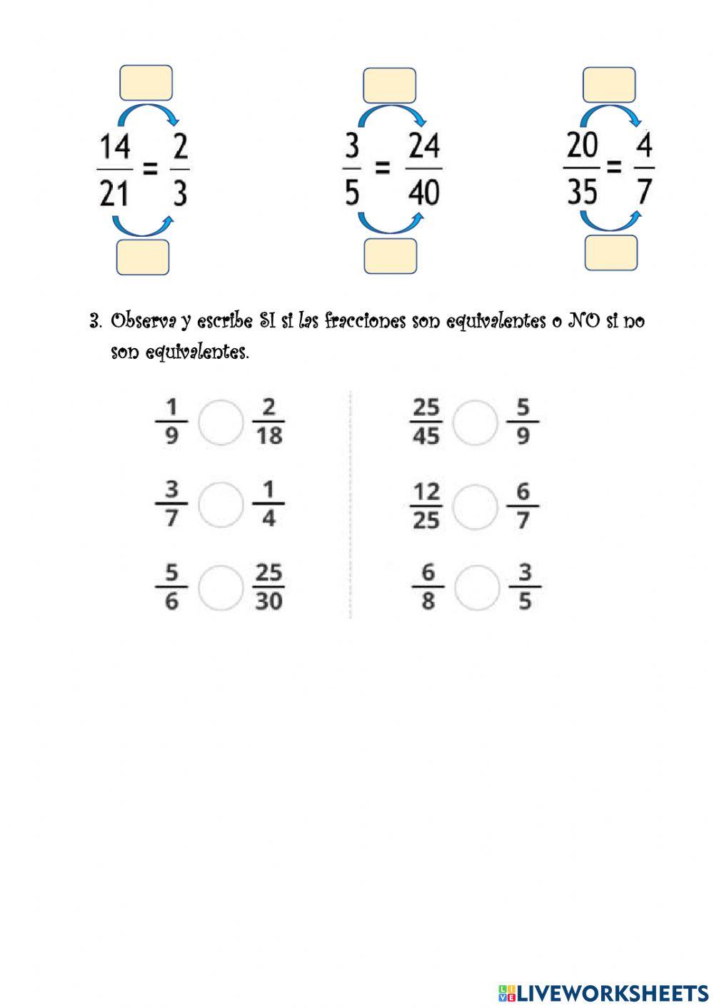 Fracciones equivalentes