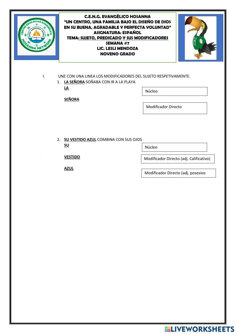 Modificadores de sujeto y predicado