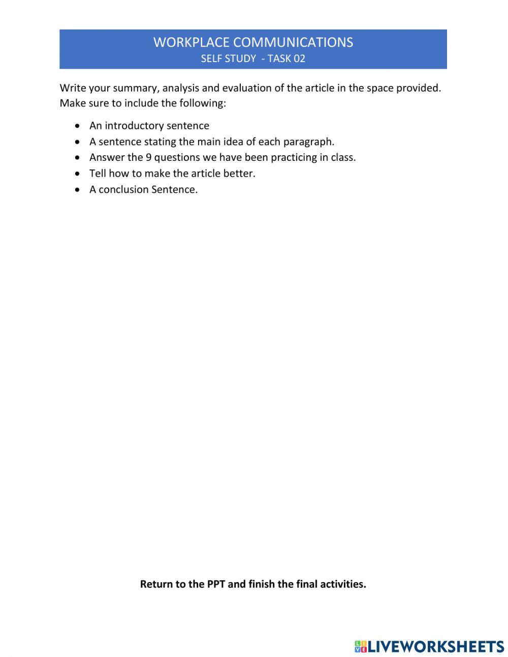 WC Self Study 02: Persuade or Inform