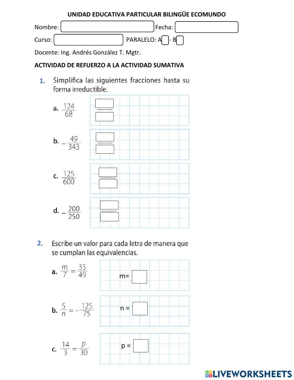 Números racionales Números racionales