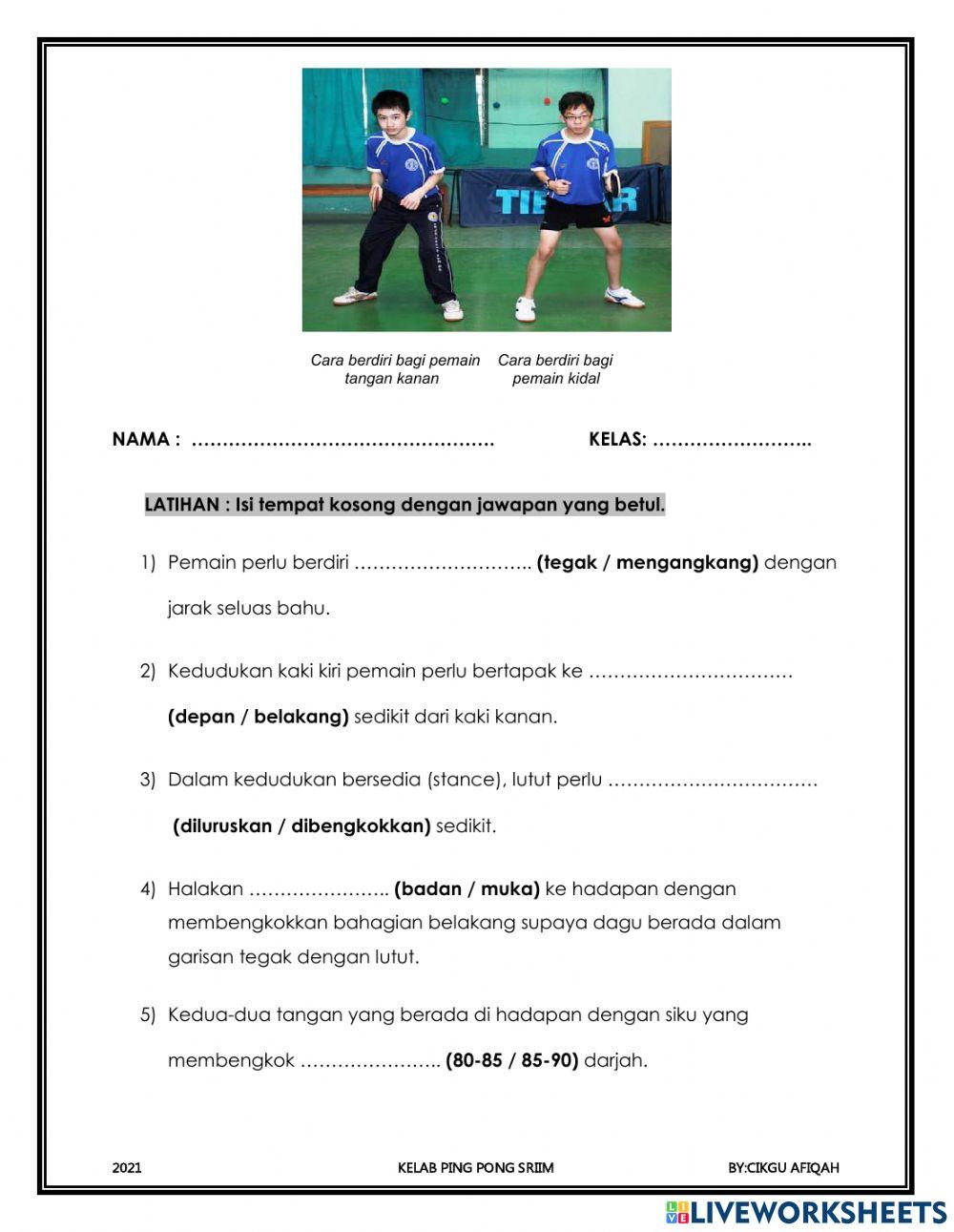 Kemahiran asas berdiri dan bersedia (stance) dalam permainan ping pong