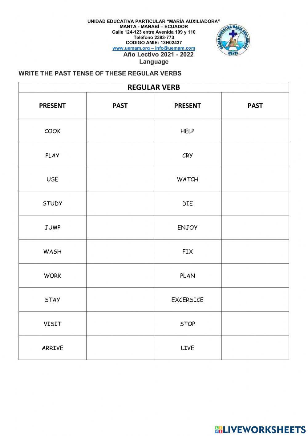 Past tense with regular verbs