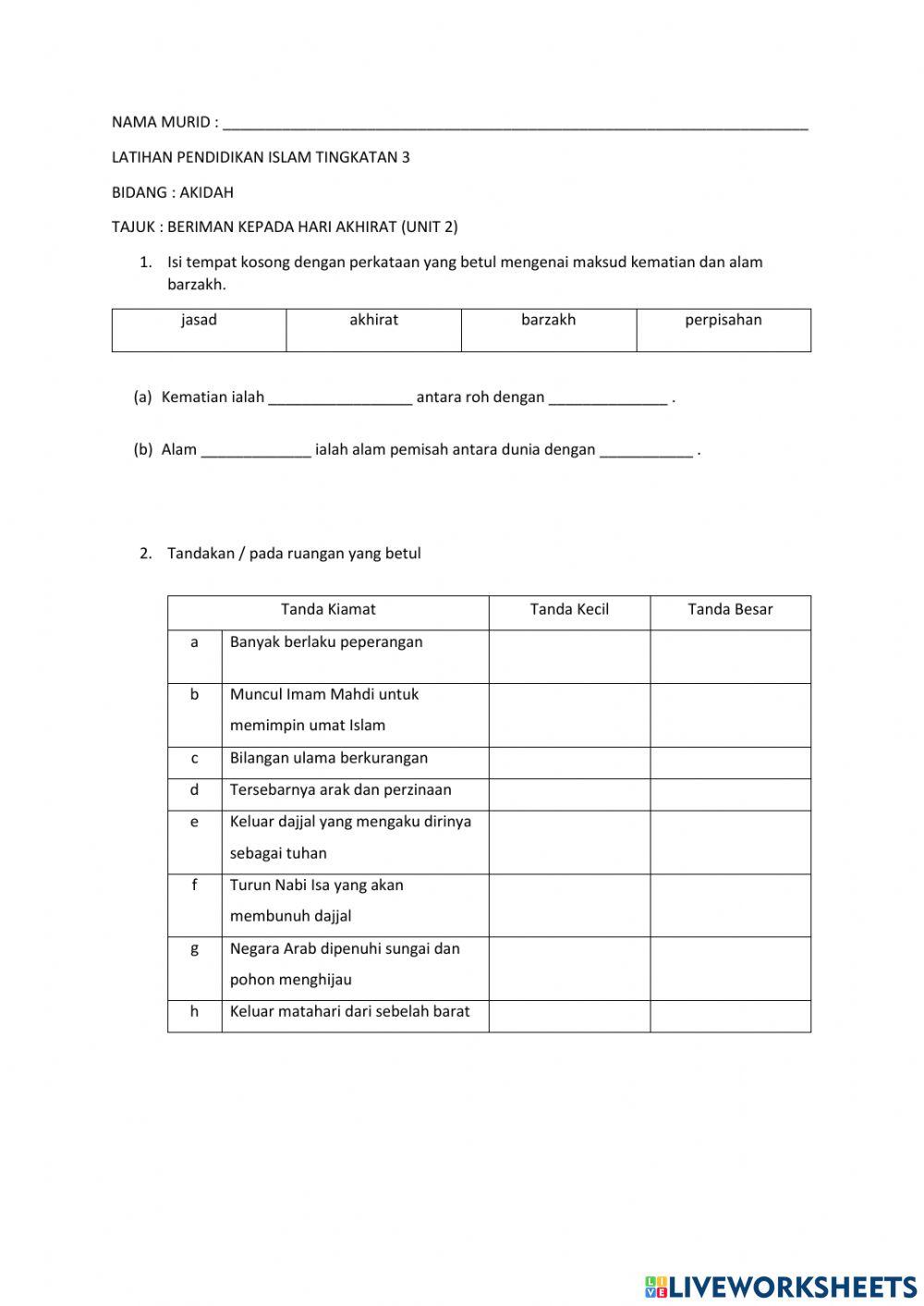 Beriman kepada hari akhirat (unit 2)