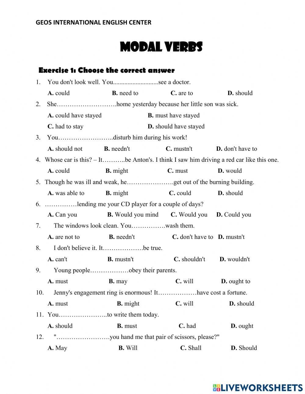 Modal verbs -Handout