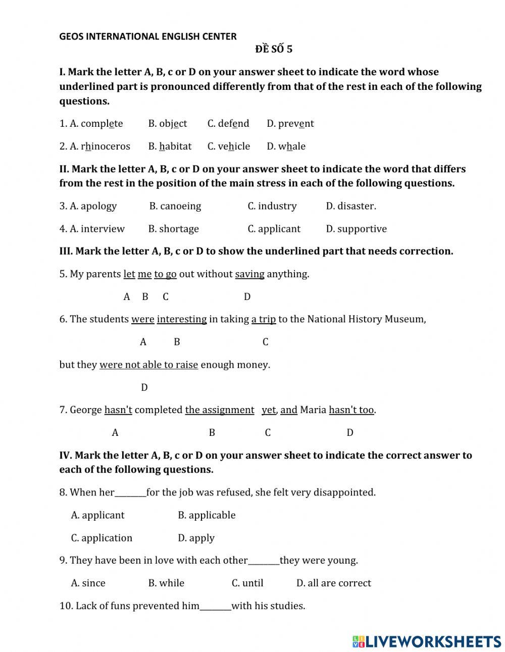 Đề luyện thi số 5