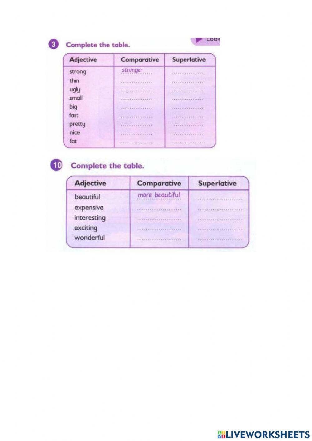 Comparative - superlative