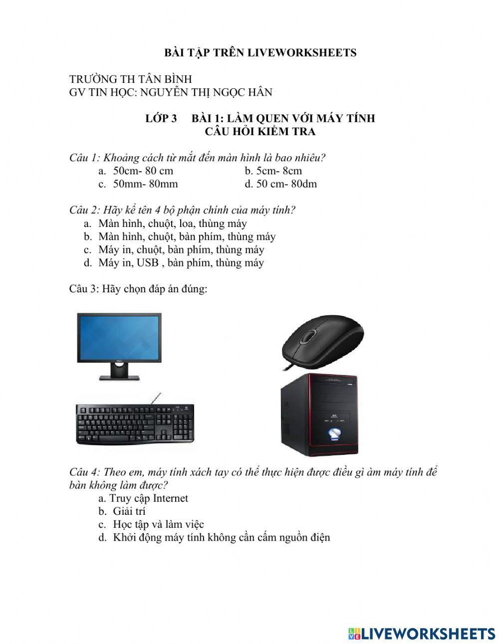 Bài 1 làm quen với máy tính