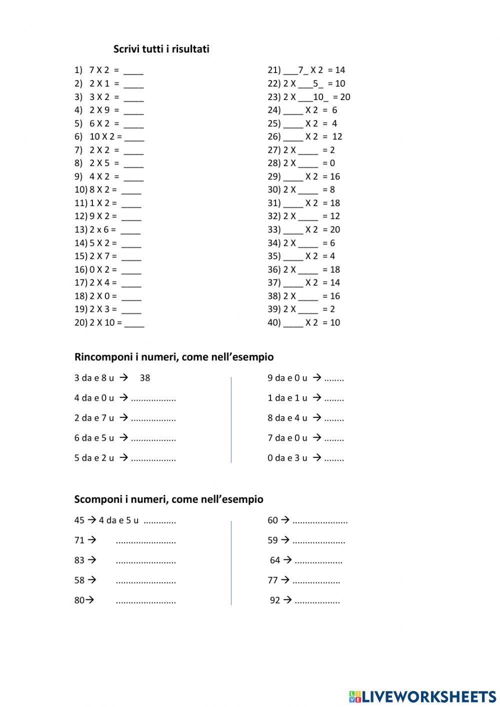 Esercitazioni di ripasso