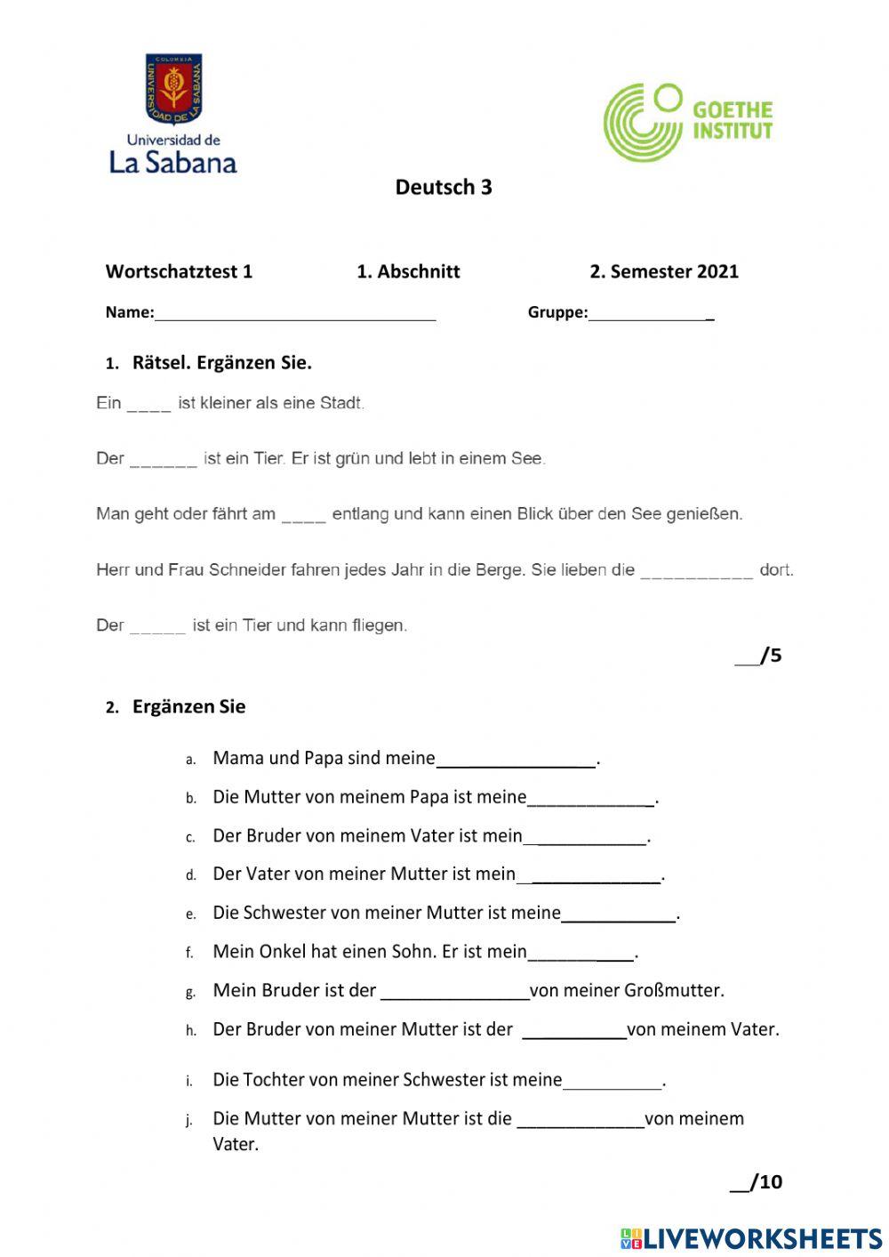 A2 Test Wortschatz - Menschen A2