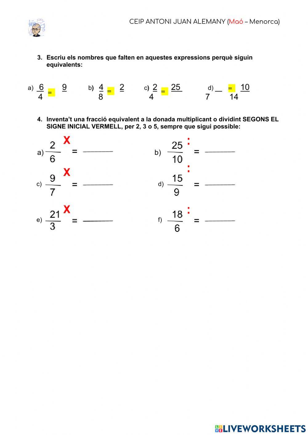 Fraccions equivalents