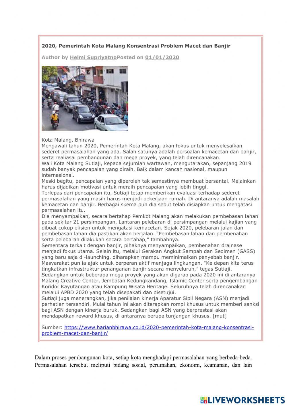 LKPD 2 Struktur Keruangan dan Perkembangan Kota