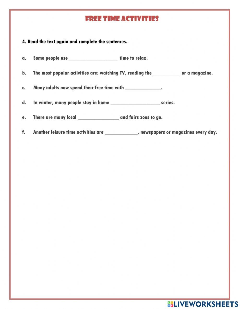 Free time activities