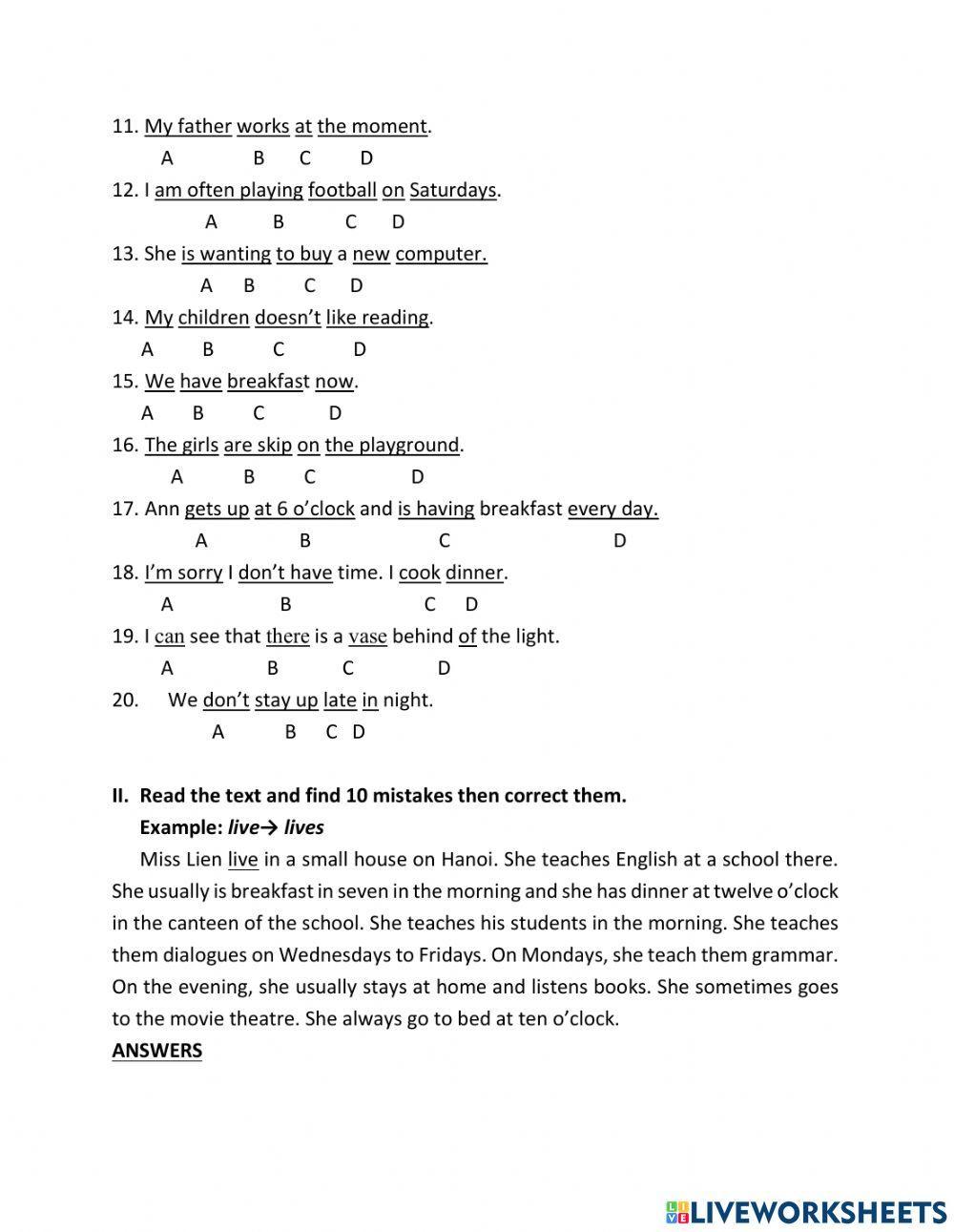 Present simple & continious