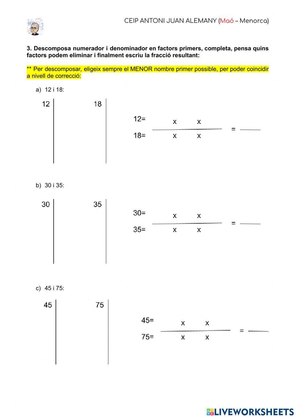 Simplificar fraccions i la fracció irreductible