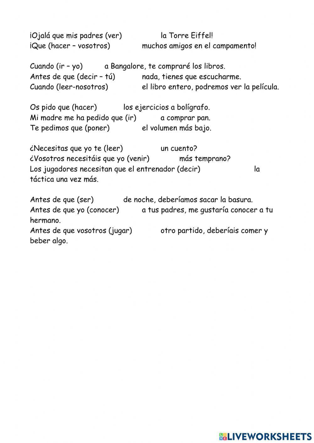 Repaso de subjuntivo