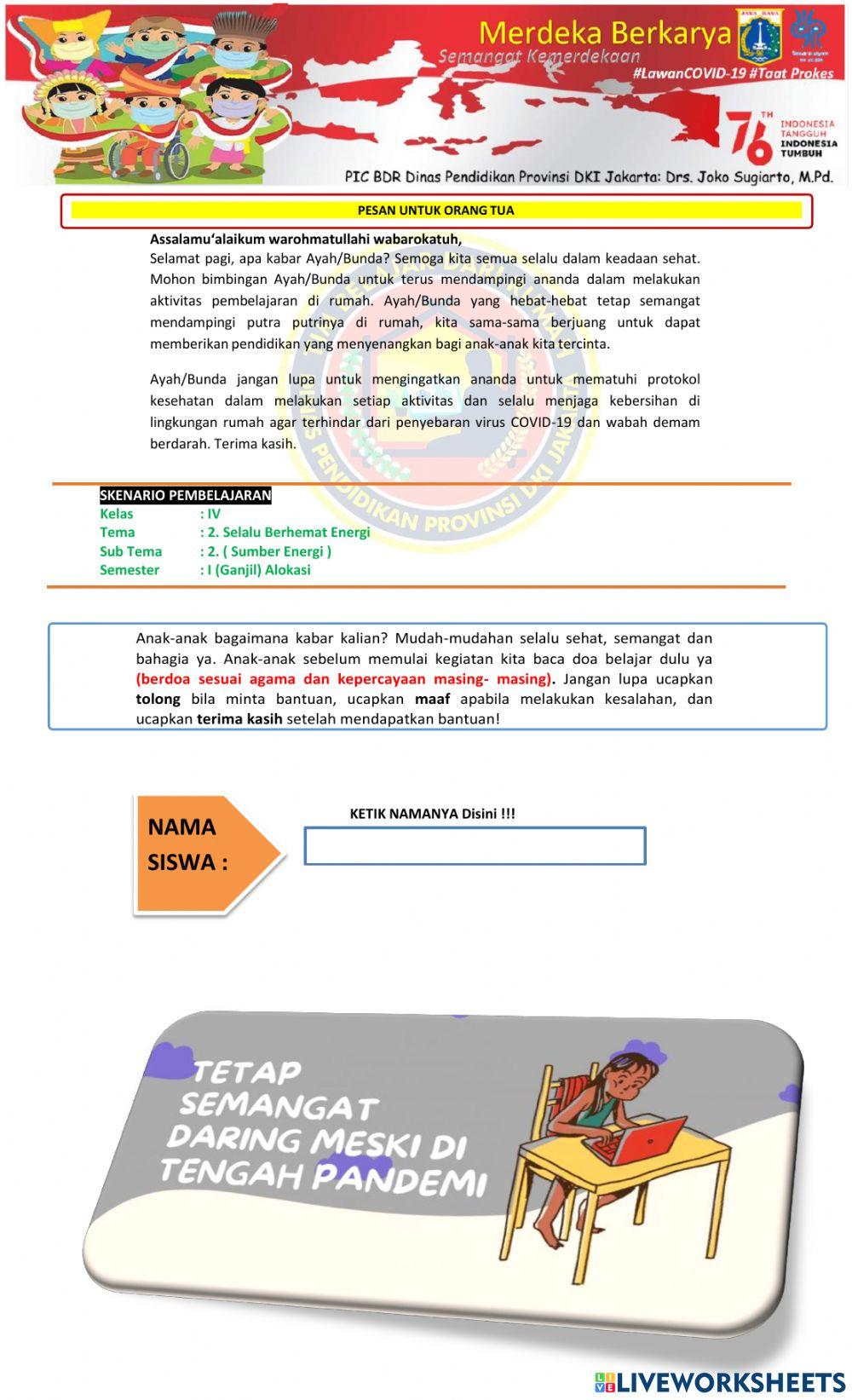 Materi dan tugas - Jum'at, 20 Agustus 2021