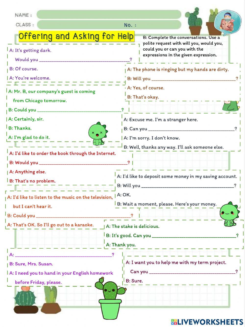 3711848 offering and asking for help worksheet