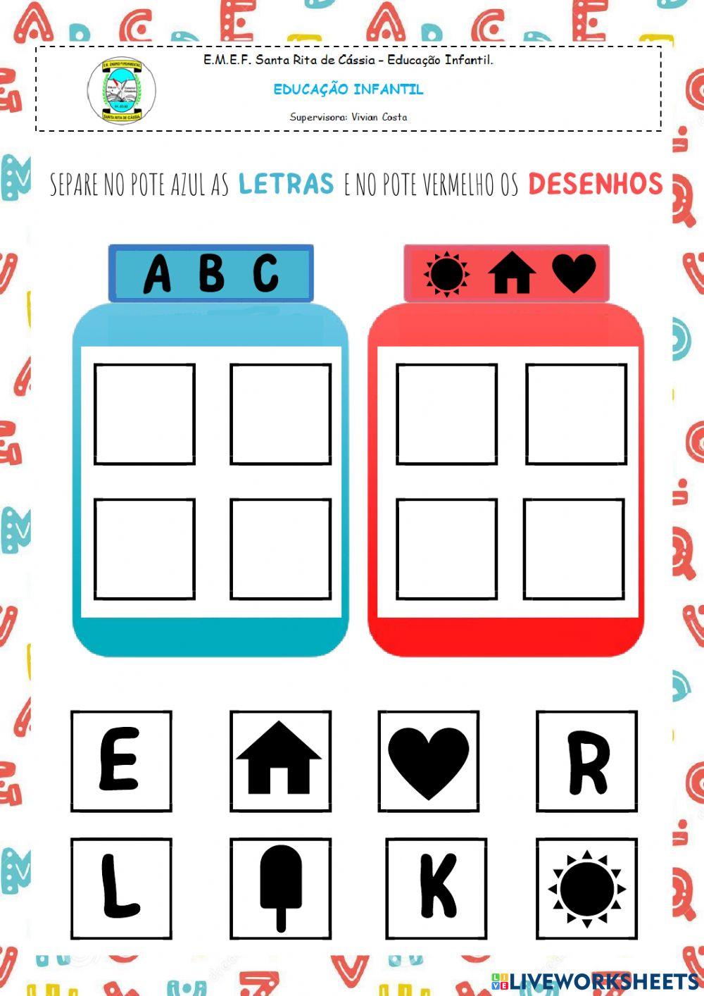 Separar letras e desenhos