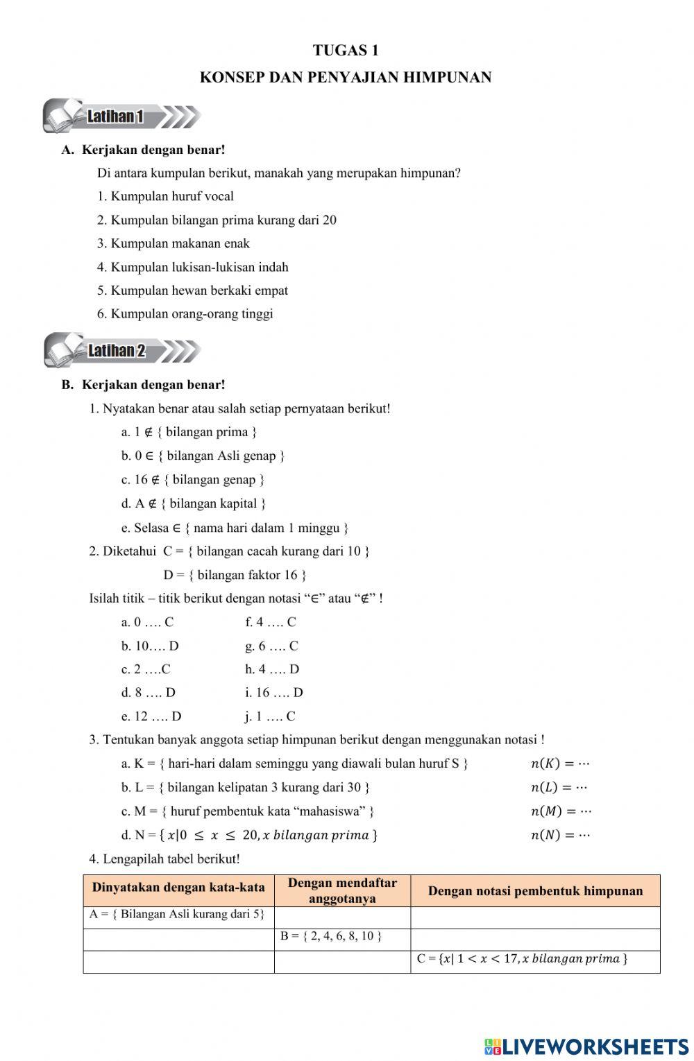 Tugas 1 Konsep dan Penyajian Himpunan
