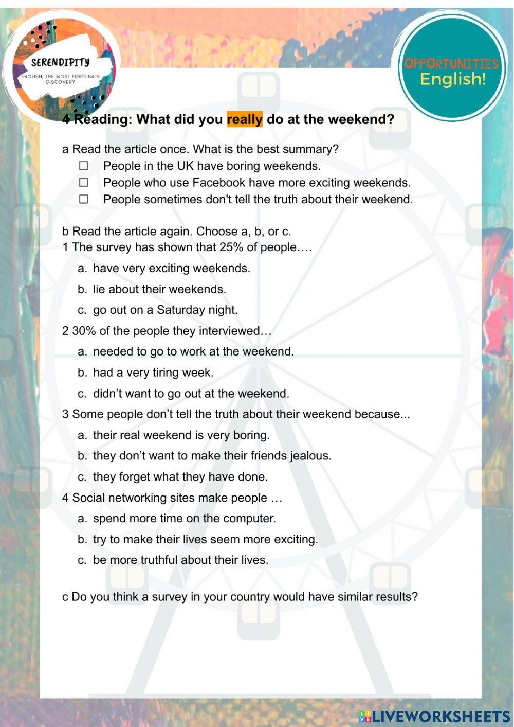 Unit 4C, pre intermediate