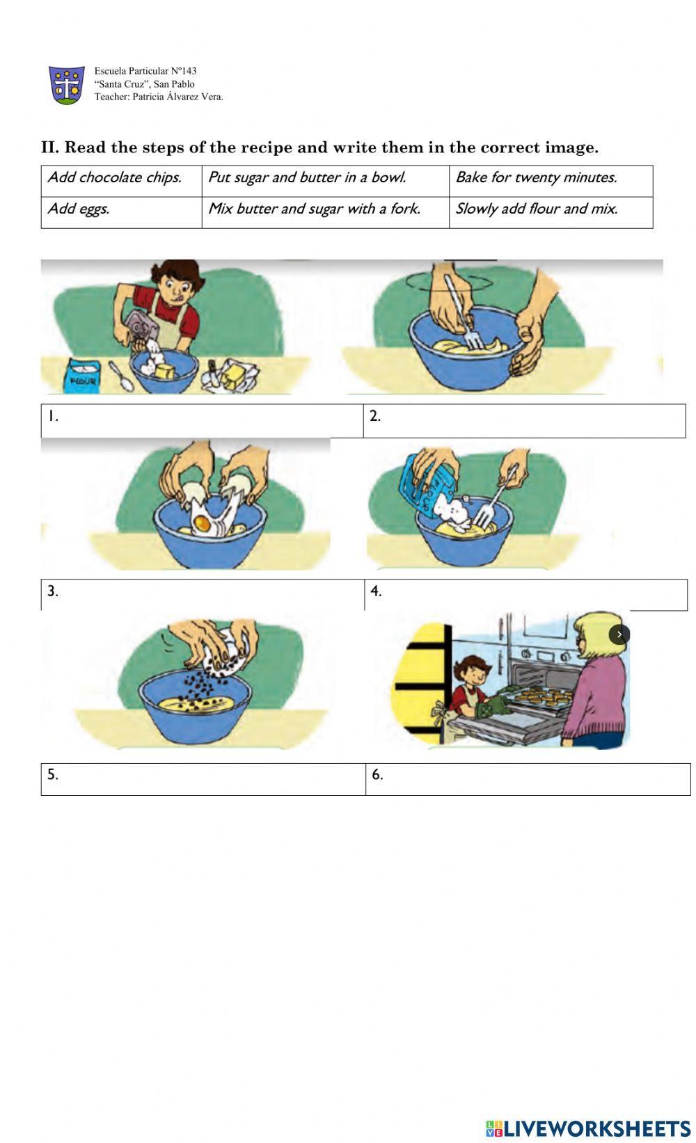 Cooking verbs and recipe steps