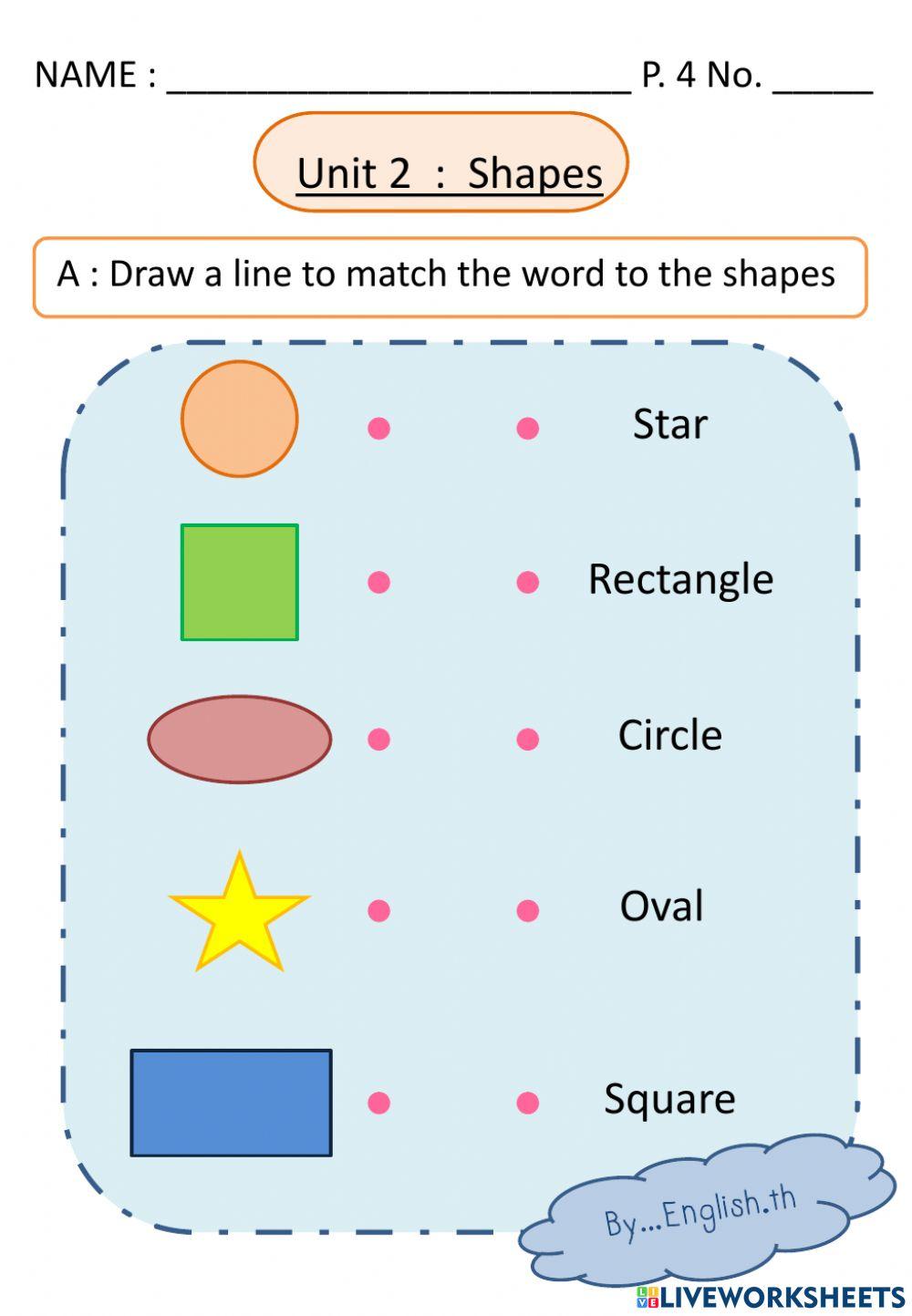 Easy english : shapes worksheet Live Worksheets